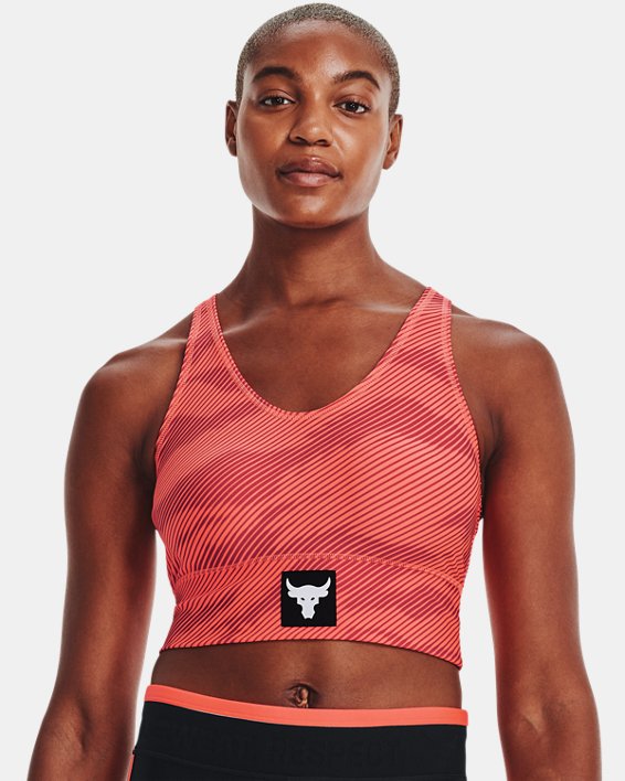 Soutien-gorge de sport Project Rock HeatGear® pour femme, Orange, pdpMainDesktop image number 2